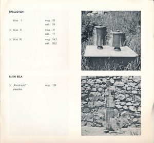 Katalógusoldal a „Kocsihajtó" plasztikával, Siklós, 1972. Design DigiTár – Iparművészeti archívum