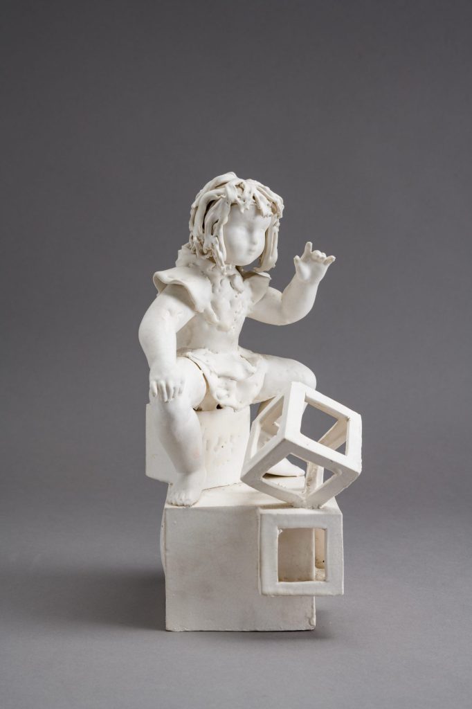 Cirkuszi mutatványok, fehér porcelánfigura