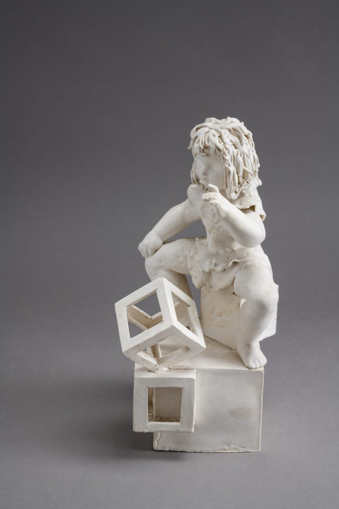 Cirkuszi mutatványok, fehér porcelánfigura