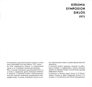 III. Kerámia Symposion, Siklós, 1971, katalógus, 2. lap